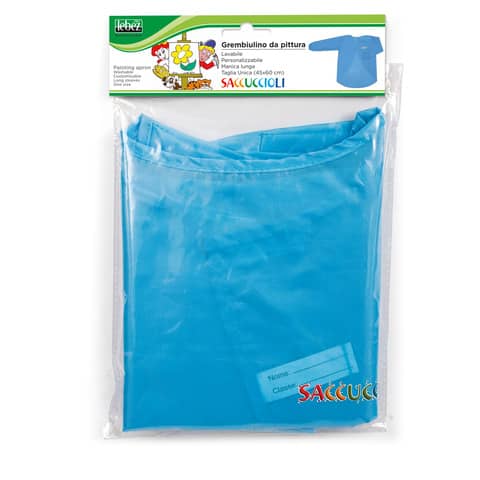 Grembiulino da pittura Lebez Saccuccioli 45x60 cm - manica lunga - colori assortiti - 5042